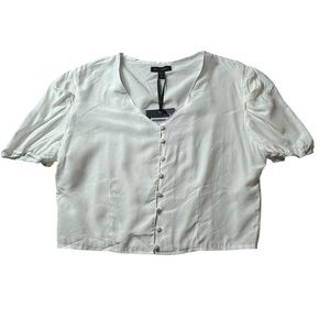 QED London Cream Button-Up Blouse